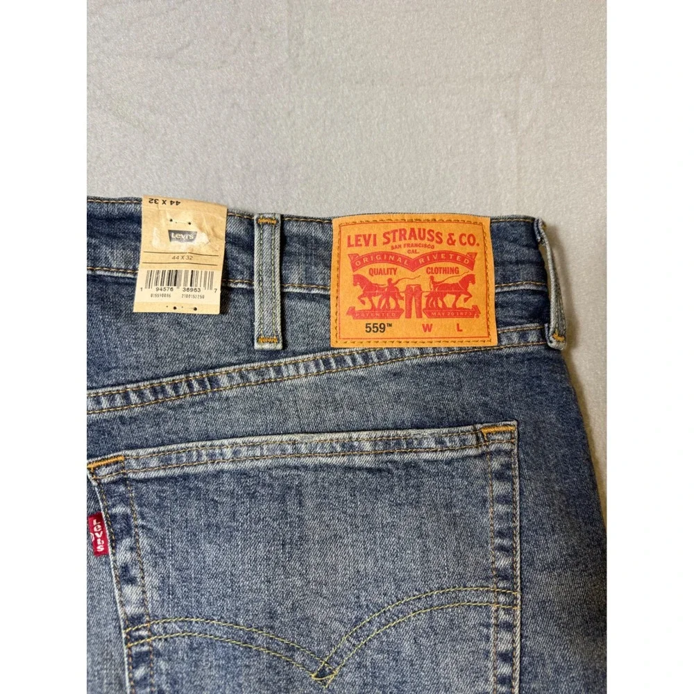 Levis 559 Relaxed Straight Mens Jeans 44x32 Blue NEW Stretch 01559-0086